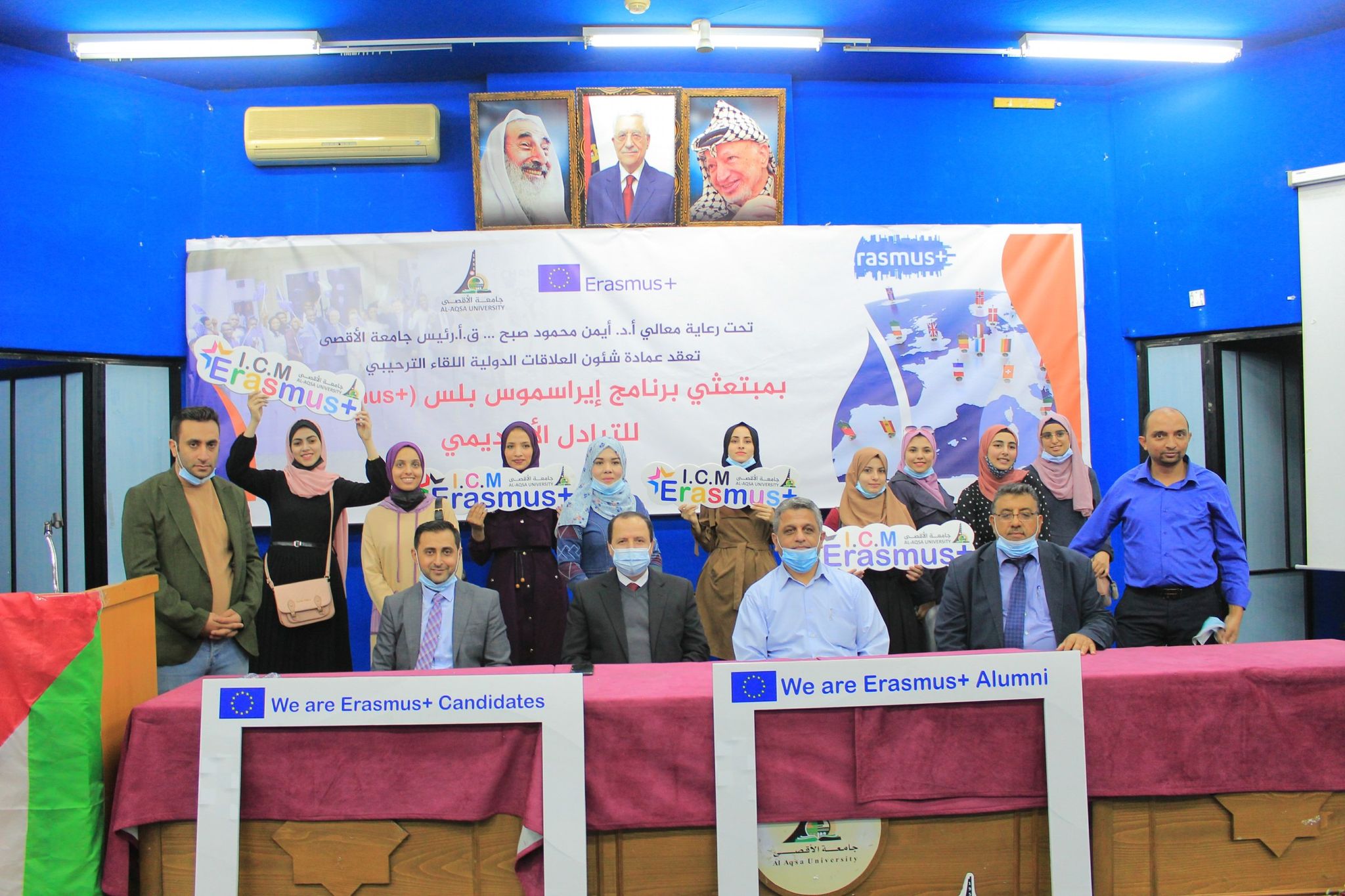 The International Relations Affairs at Al-Aqsa University organized a welcome event for the alumni and candidates of Erasmus Plus ICM